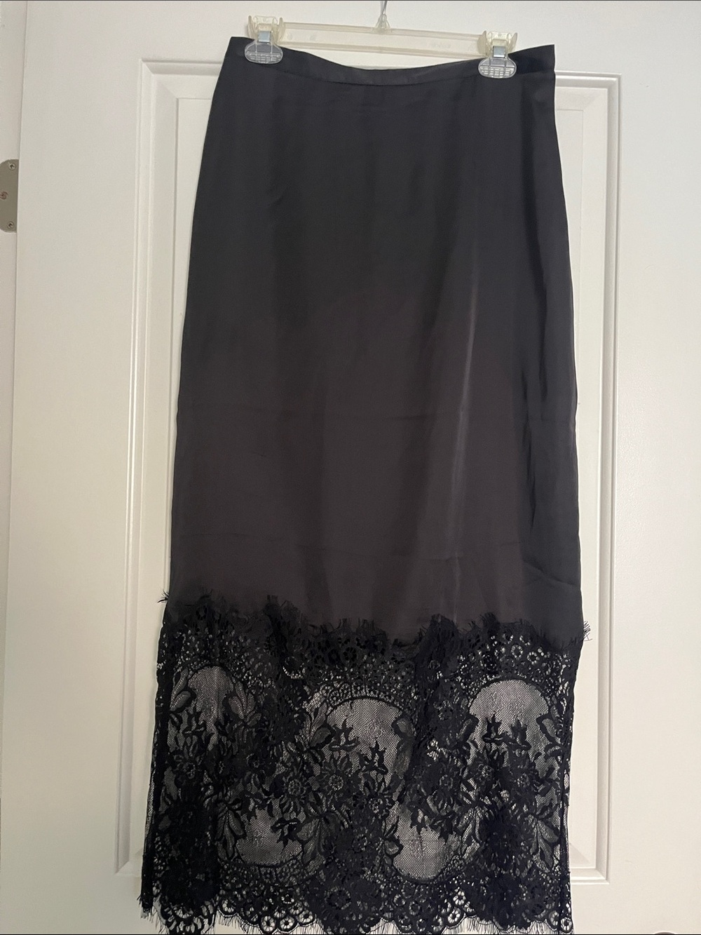 All Saints Women's Black Lace-Hem Midi Skirt - NWOT